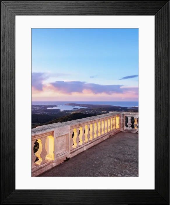 Framed Print : Terrace of Monastery on top of El Toro Mountain, Menorca or Minorca, Balearic Islands Framed Print : Terrace of Monastery on top of El Toro Mountain, Menorca or Minorca, Balearic Islands