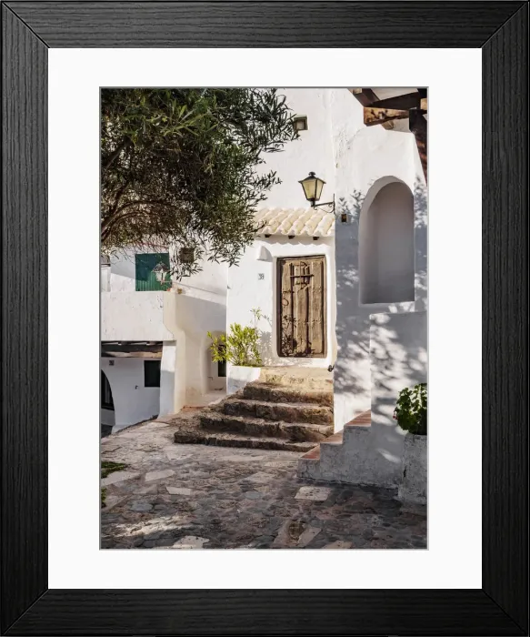 Framed Print : Whitewashed houses in Binibeca Vell, Menorca or Minorca, Balearic Islands, Spain Framed Print : Whitewashed houses in Binibeca Vell, Menorca or Minorca, Balearic Islands, Spain
