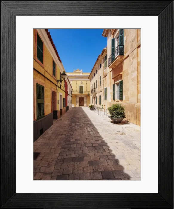 Framed Print : Street of the Old Town, Ciutadella, Menorca or Minorca, Balearic Islands, Spain Framed Print : Street of the Old Town, Ciutadella, Menorca or Minorca, Balearic Islands, Spain