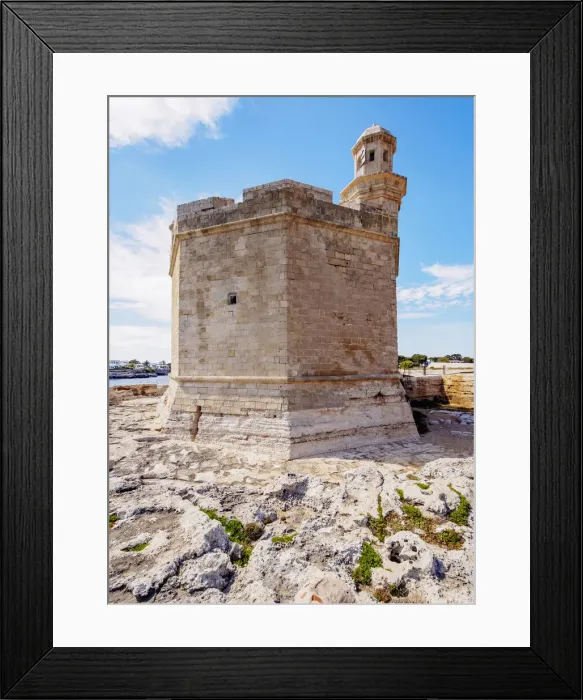 Framed Print : Castell de Sant Nicolau, coastal defense castle tower, Ciutadella, Menorca or Minorca Framed Print : Castell de Sant Nicolau, coastal defense castle tower, Ciutadella, Menorca or Minorca