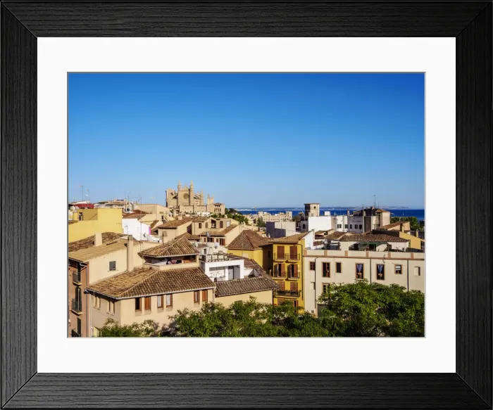 Framed Print : View over the town towards The Cathedral of Santa Maria of Palm or La Seu