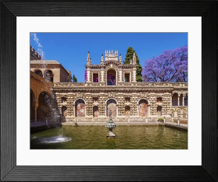 Framed Print : Gardens in Reales Alcazares de Sevilla, Alcazar of Seville, UNESCO World Heritage Site