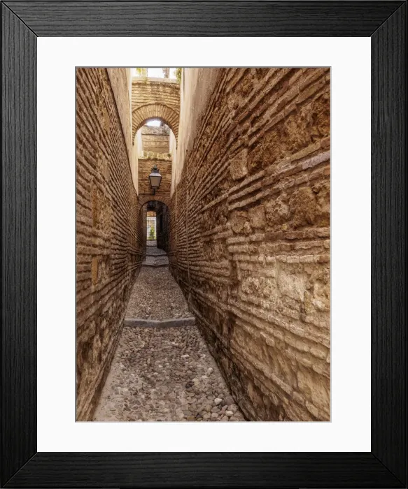 Framed Print : Narrow Lane at the Old Town, Cordoba, Andalusia, Spain Framed Print : Narrow Lane at the Old Town, Cordoba, Andalusia, Spain