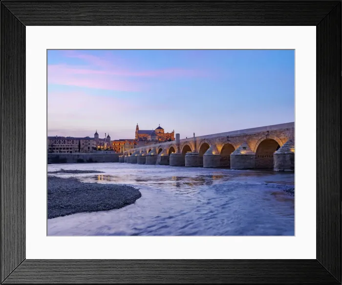 Framed Print : View over Roman Bridge of Cordoba and Guadalquivir River towards the Mosque Cathedral Framed Print : View over Roman Bridge of Cordoba and Guadalquivir River towards the Mosque Cathedral