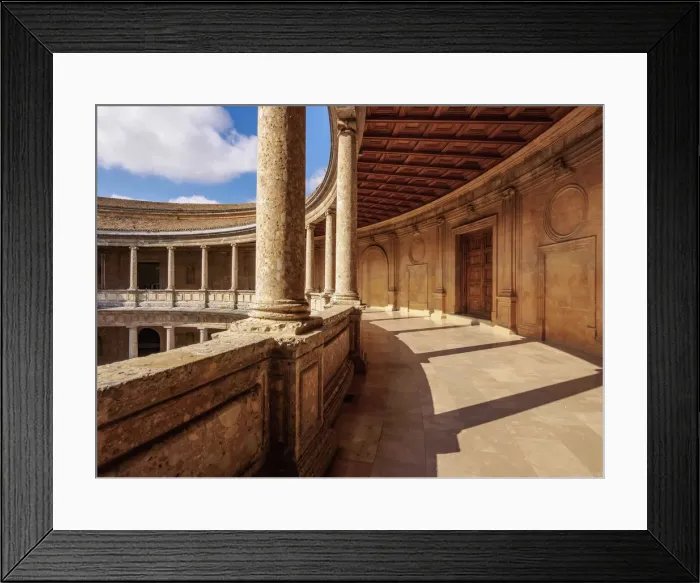 Framed Print : Courtyard of the Palace of Charles V, Alhambra, Granada, Andalusia, Spain Framed Print : Courtyard of the Palace of Charles V, Alhambra, Granada, Andalusia, Spain