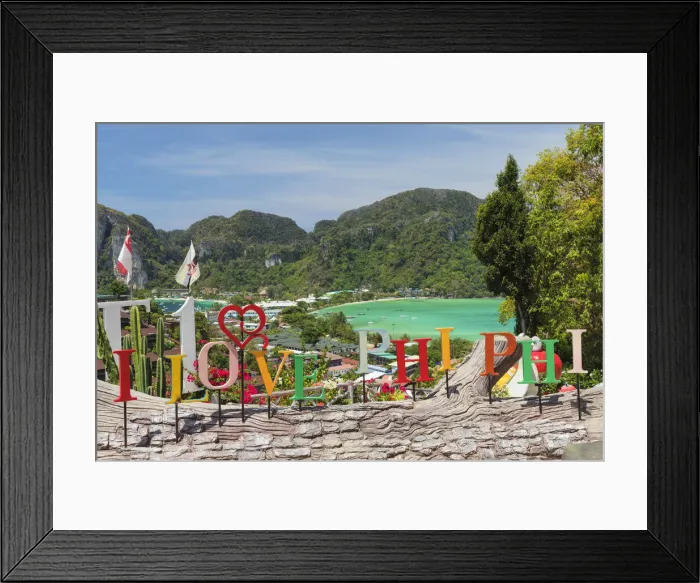 Framed Print : Pee Pee view on Ao Ton Sai and Ao Lo Dalam beaches, Ko Phi Khi Don, Krabi, Thailand