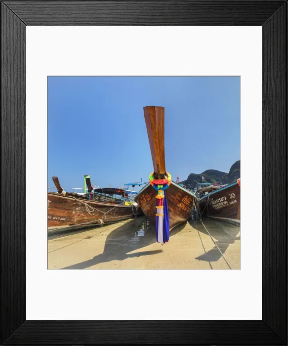 Framed Print : Long tail boat on Ao Ton Sai beach, Ko Phi Phi Don, Krabi, Thailand Framed Print : Long tail boat on Ao Ton Sai beach, Ko Phi Phi Don, Krabi, Thailand