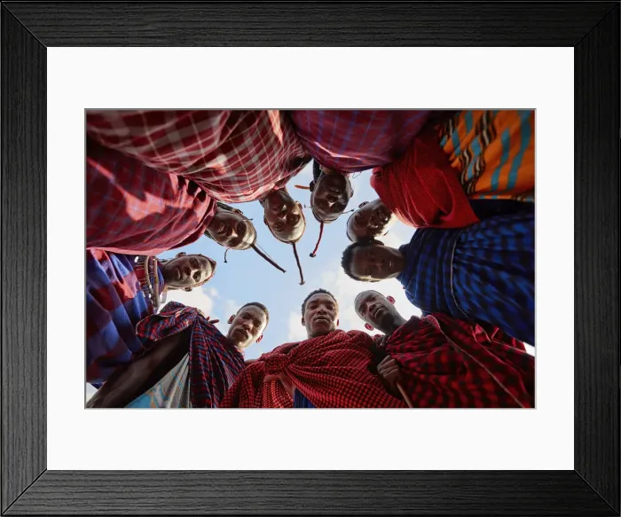 Framed Print : A group of Msai wearing traditional shukas'in a village near Arusha