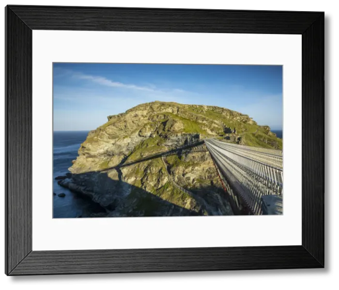 Framed Print : Suspension bridge to Tintagel castle, Tintagel, Cornwall, England, UK Framed Print : Suspension bridge to Tintagel castle, Tintagel, Cornwall, England, UK