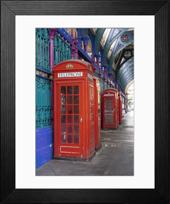 Framed Print : Telephone boxes, Smithfield Market, Farringdon, London, England, UK Framed Print : Telephone boxes, Smithfield Market, Farringdon, London, England, UK