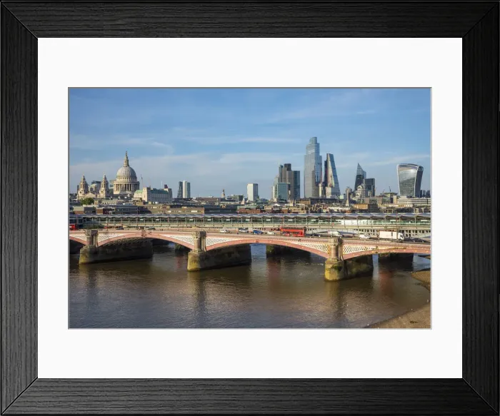 Framed Print : St. Pauls Cathedral, City of London, Blackfriars Bridge and River Thames, London, England