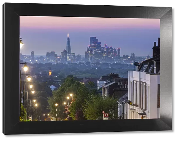 Skyline of City of London from Crystal Palace, London, England, UK