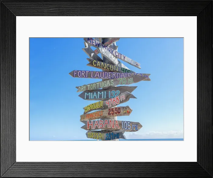 Framed Print : All directions sign post, Key West, Florida, USA Framed Print : All directions sign post, Key West, Florida, USA