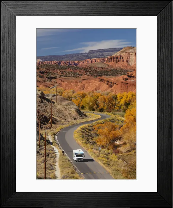 Framed Print : Camper on Highway24, Capitol Reef National Park, Utah, USA Framed Print : Camper on Highway24, Capitol Reef National Park, Utah, USA
