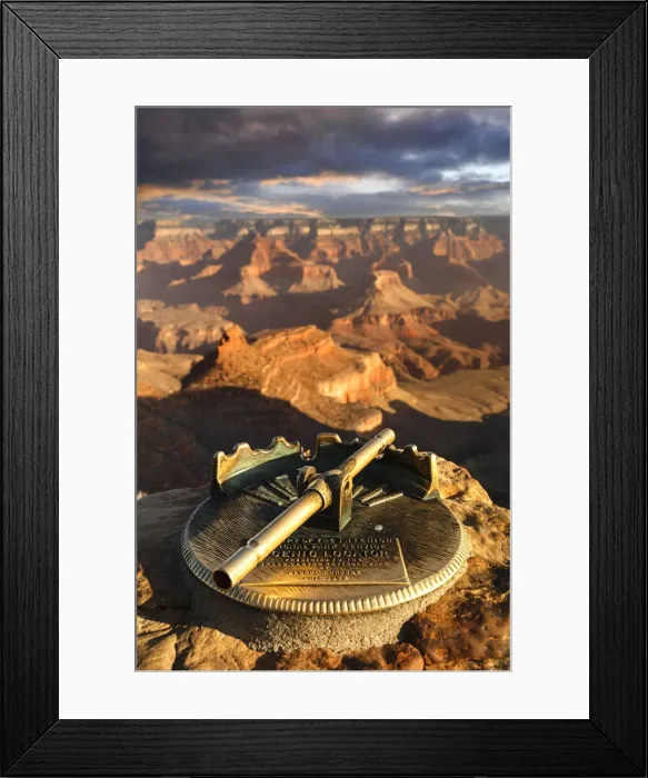 Framed Print : Historic scenic locator remembering George S. Crosby, South Rim