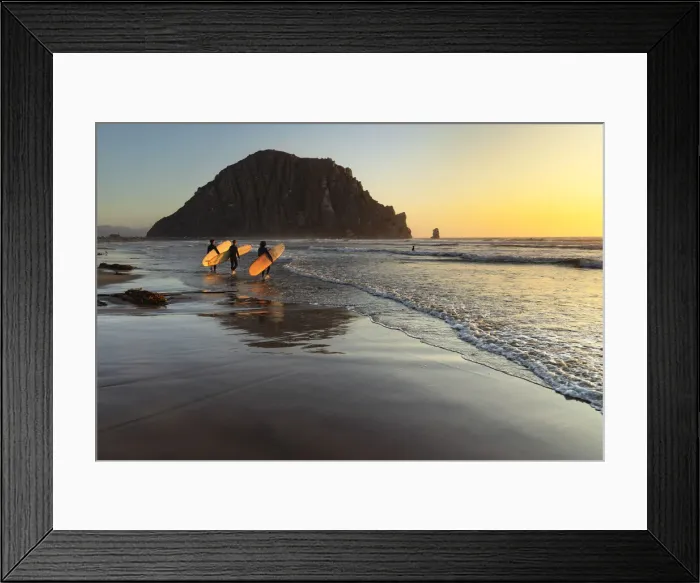 Framed Print : Surfer at Morro Strand State Beach with Morro Rock, Morro Bay, California, USA Framed Print : Surfer at Morro Strand State Beach with Morro Rock, Morro Bay, California, USA