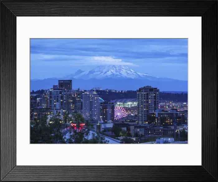 Framed Print : View over Seattle to Mt. Rainier, Washington, USA