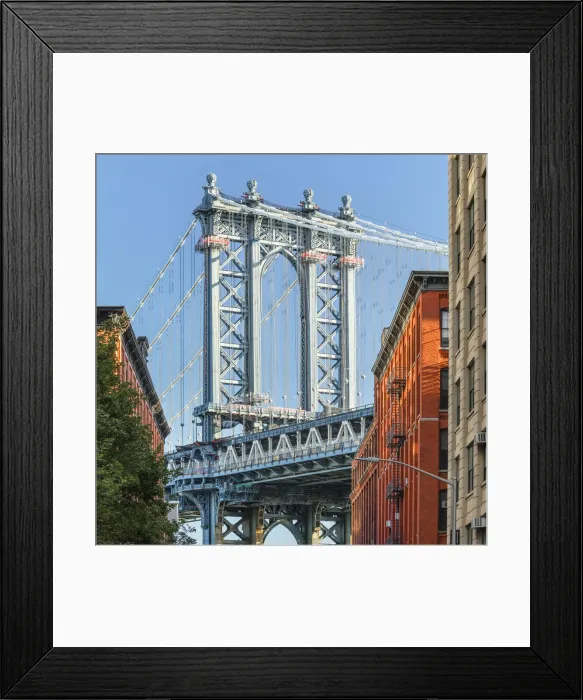 Framed Print : Manhattan Bridge, view to Empire State Building, Dumbo, Brooklyn, New York City, USA Framed Print : Manhattan Bridge, view to Empire State Building, Dumbo, Brooklyn, New York City, USA