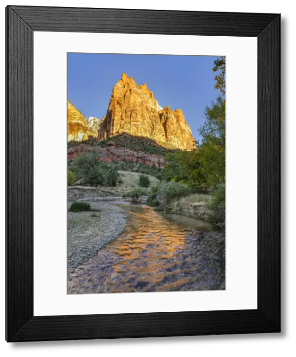 Framed Print : Court of Patriarchs reflecting in Virgin River, Zion National Park, Colorado Plateau Framed Print : Court of Patriarchs reflecting in Virgin River, Zion National Park, Colorado Plateau