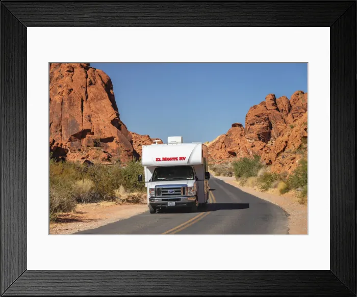 Framed Print : Camper van in Valley of Fire State Park, Nevada, USA