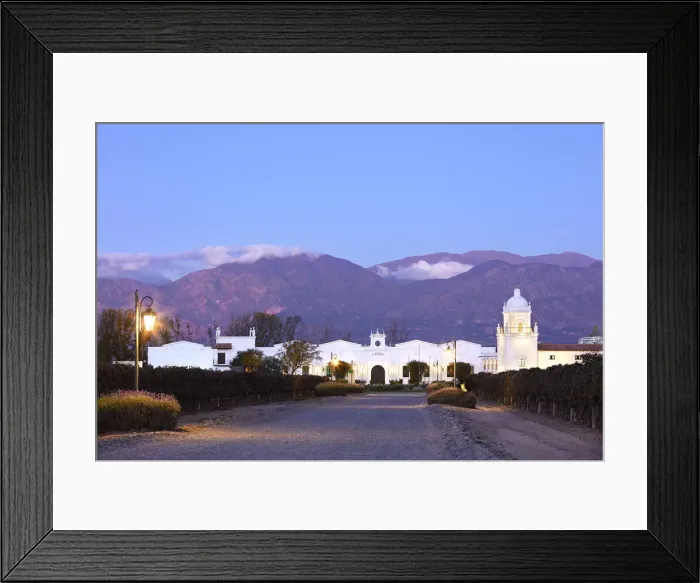 Framed Print : The main facade of the Bodega El Esteco'winery after the sunset