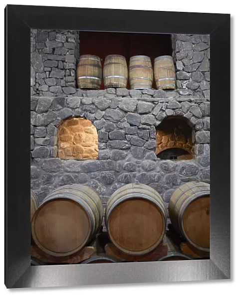 Oak Barrels inside the 'Bodega Finca Quara'winery, Cafayate