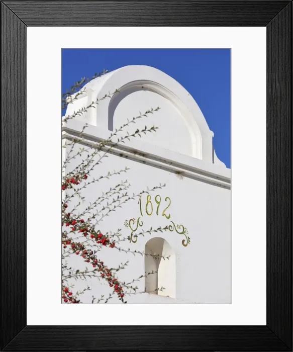Framed Print : A wall painting indicates the year of construction of the Framed Print : A wall painting indicates the year of construction of the