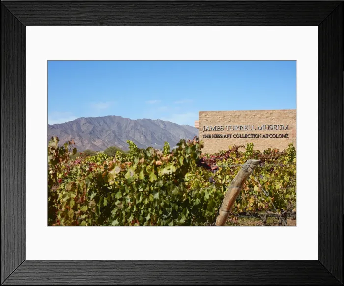 Framed Print : The James Turrel Museum'and the vineyards of the Bodega Coloma©winery Framed Print : The James Turrel Museum'and the vineyards of the Bodega Coloma©winery