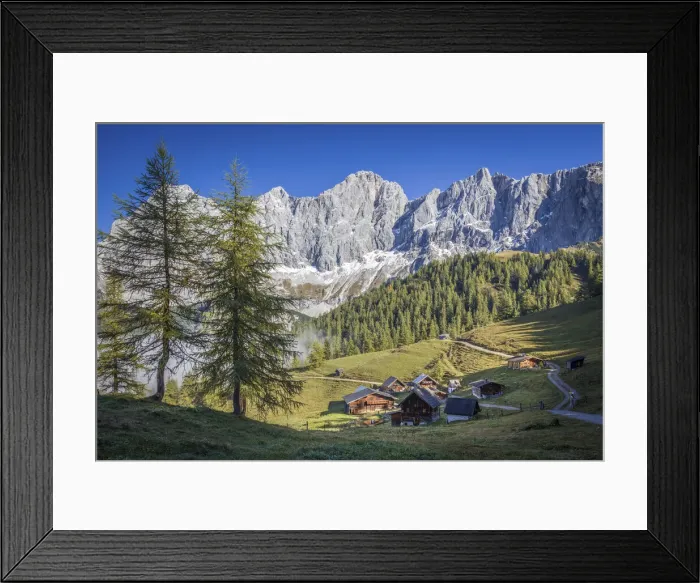 Framed Print : Neustattalm (1, 530 m) in front of the Dachstein south face, Styria, Austria Framed Print : Neustattalm (1, 530 m) in front of the Dachstein south face, Styria, Austria