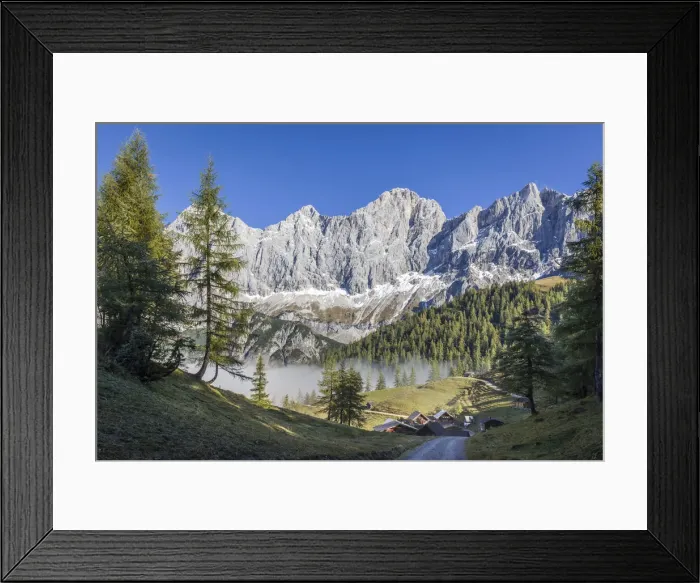 Framed Print : Path to Neustattalm (1, 530 m) in front of the Dachstein south face, Styria, Austria Framed Print : Path to Neustattalm (1, 530 m) in front of the Dachstein south face, Styria, Austria