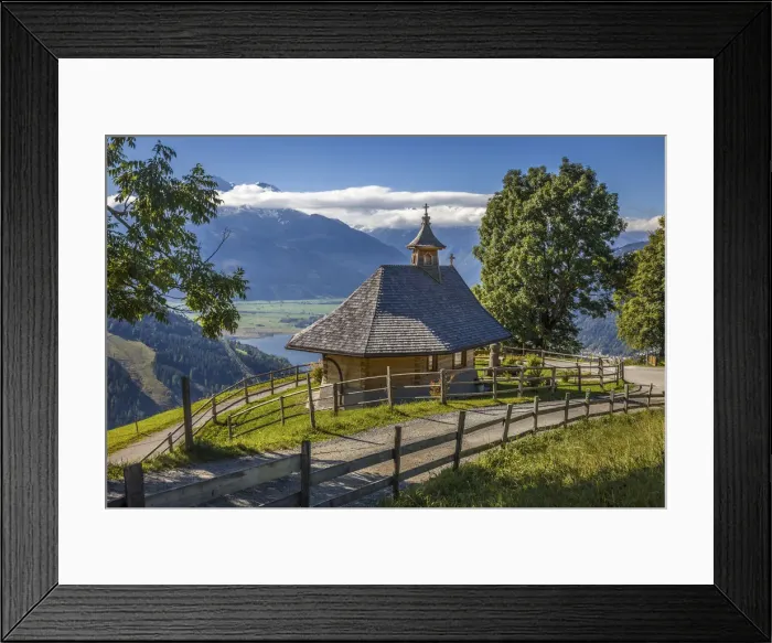 Framed Print : Chapel at Mitterberghof above Lake Zell, Salzburger Land, Austria