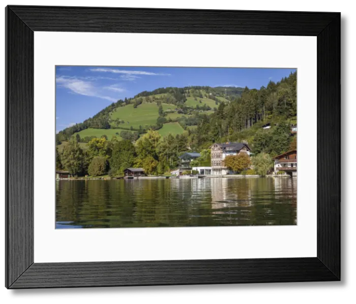 Framed Print : View of Thumersbach on the east bank of Lake Zell, Salzburger Land, Austria Framed Print : View of Thumersbach on the east bank of Lake Zell, Salzburger Land, Austria