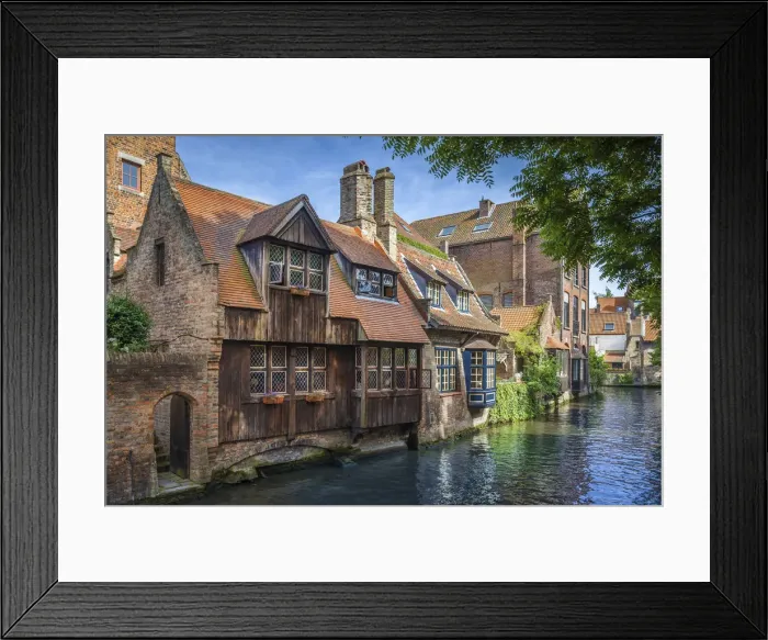 Framed Print : Historic houses and canals in the old town of Bruges, West Flanders, Belgium Framed Print : Historic houses and canals in the old town of Bruges, West Flanders, Belgium