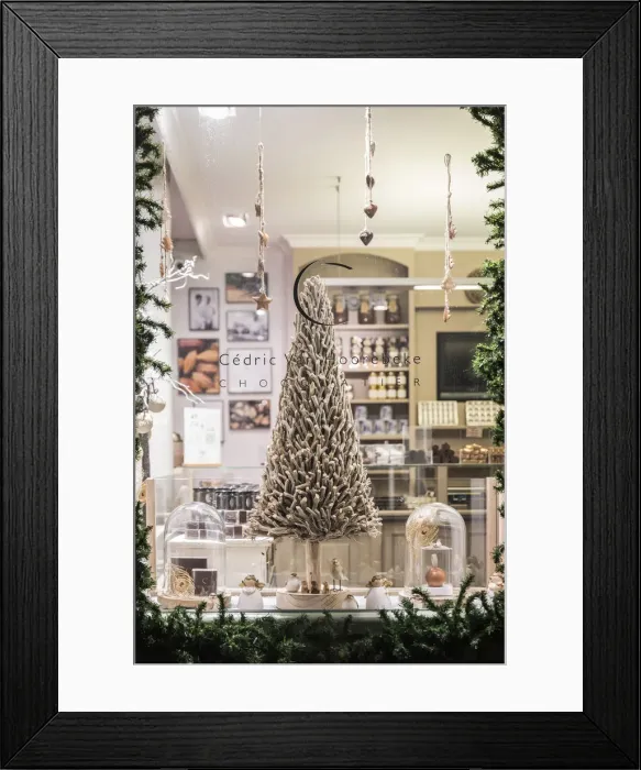 Framed Print : Belgium, Flanders, Ghent, Chocolate shop window with Christmas decoration Framed Print : Belgium, Flanders, Ghent, Chocolate shop window with Christmas decoration