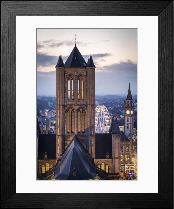 Framed Print : Belgium, Flanders, Ghent, The bell tower of St Nicholas Church Framed Print : Belgium, Flanders, Ghent, The bell tower of St Nicholas Church