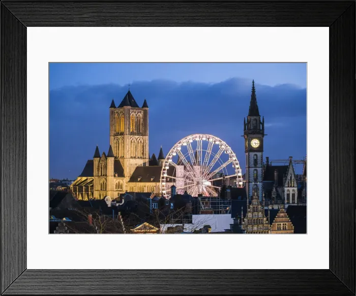 Framed Print : Belgium, Flanders, Ghent, St Nicholas church and the Ferris wheel at night Framed Print : Belgium, Flanders, Ghent, St Nicholas church and the Ferris wheel at night