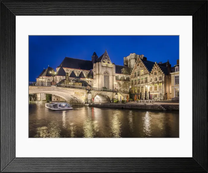 Framed Print : Belgium, Flanders, Ghent, The Sint-Michielsbrug bridge on the river Lys Framed Print : Belgium, Flanders, Ghent, The Sint-Michielsbrug bridge on the river Lys