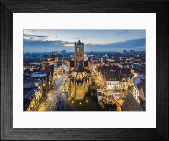 Framed Print : Belgium, Flanders, Ghent, St Nicholas church at dusk Framed Print : Belgium, Flanders, Ghent, St Nicholas church at dusk