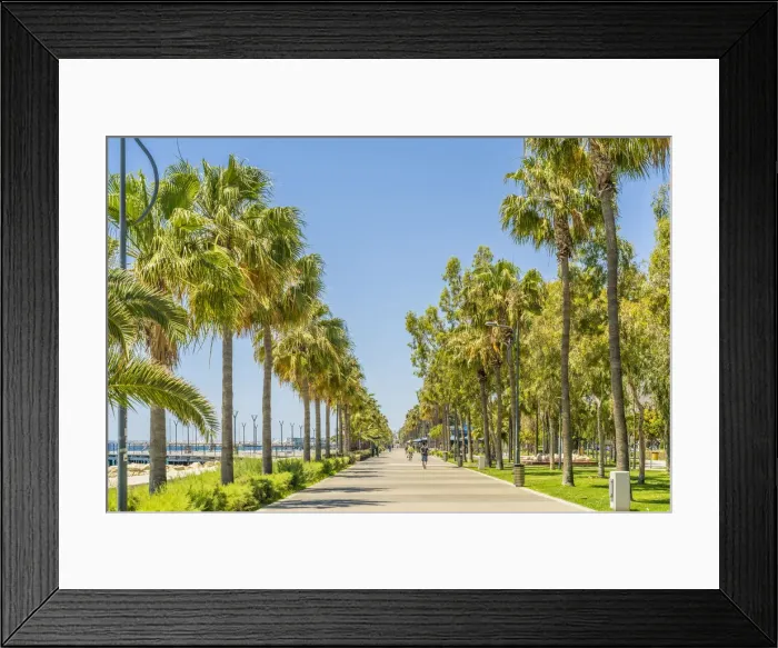 Framed Print : People walking along Molos promenade walkway in Limassol, Cyprus Framed Print : People walking along Molos promenade walkway in Limassol, Cyprus