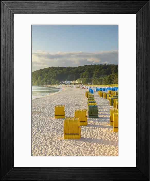 Framed Print : Beach chairs on the beach at Binz, Rugen Island, Baltic Coast, Mecklenburg-Western Pomerania, Germany