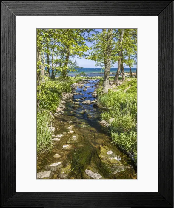Framed Print : Stream flows into the Baltic Sea at Listed on Bornholm, Denmark Framed Print : Stream flows into the Baltic Sea at Listed on Bornholm, Denmark