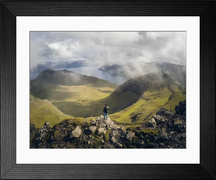 Framed Print : The view from Slaettaratindur mountain. Eysturoy, Faroe Islands Framed Print : The view from Slaettaratindur mountain. Eysturoy, Faroe Islands