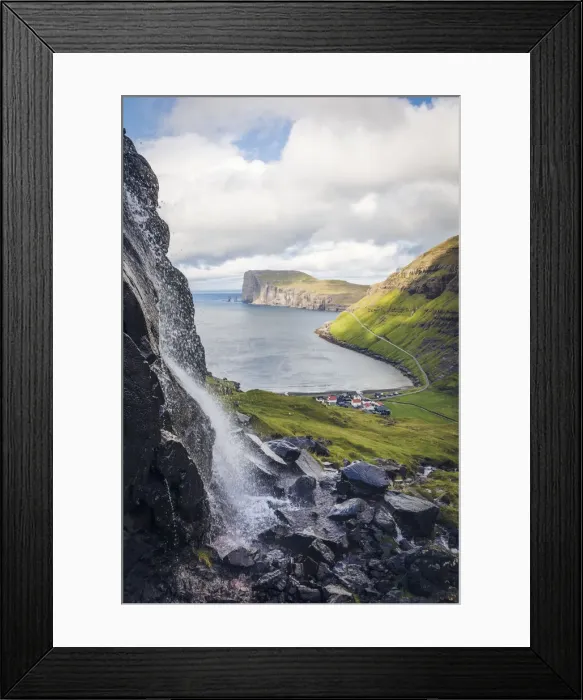 Framed Print : The village of Tjornuvik. In the background Rising and Kellingin sea stacks. Streymoy, Faroe Islands Framed Print : The village of Tjornuvik. In the background Rising and Kellingin sea stacks. Streymoy, Faroe Islands