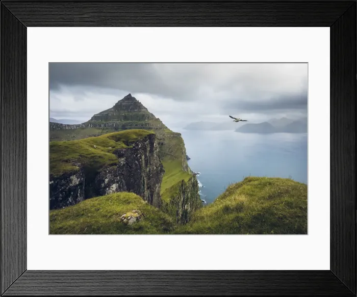 Framed Print : The impressive cliffs on the island of Kalsoy from the top of Borgarin mountain. Faroe Islands Framed Print : The impressive cliffs on the island of Kalsoy from the top of Borgarin mountain. Faroe Islands