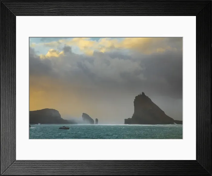 Framed Print : Drangarnir and Tindholmur hit by a storm. Vagar, Faroe Islands Framed Print : Drangarnir and Tindholmur hit by a storm. Vagar, Faroe Islands
