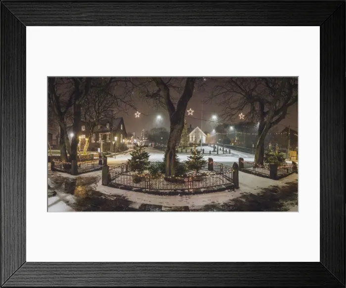 Framed Print : Christmas decorations in the center of Torshavn. Streymoy, Faroe Islands