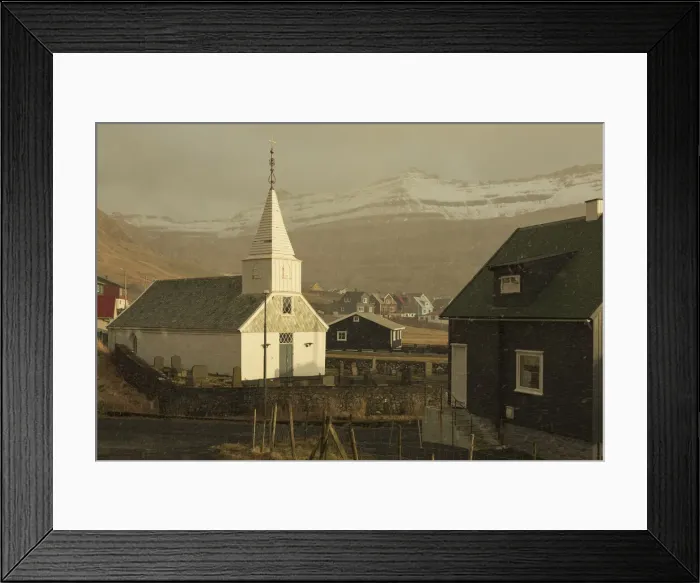 Framed Print : Snowfall in the village of Famjin. Suðuroy, Faroe Islands Framed Print : Snowfall in the village of Famjin. Suðuroy, Faroe Islands