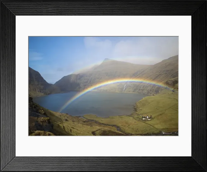 Framed Print : A double rainbow over the lagoon of Saksun. Streymoy, Faroe Islands Framed Print : A double rainbow over the lagoon of Saksun. Streymoy, Faroe Islands