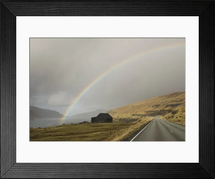 Framed Print : A rainbow over a sheep house on the Sundini strait between the islands of Eysturoy and Streymoy. Faroe Islands Framed Print : A rainbow over a sheep house on the Sundini strait between the islands of Eysturoy and Streymoy. Faroe Islands