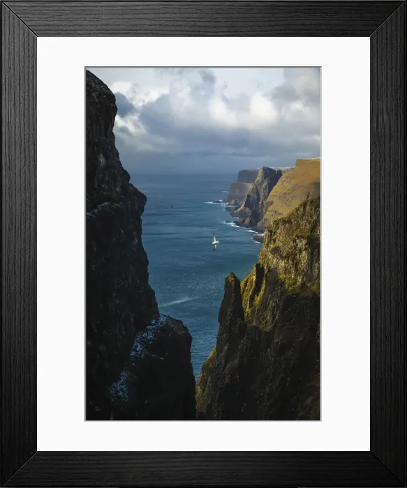 Framed Print : 470m above sea. The view from Beinisvorð cliff in Suðuroy. Faroe Islands Framed Print : 470m above sea. The view from Beinisvorð cliff in Suðuroy. Faroe Islands